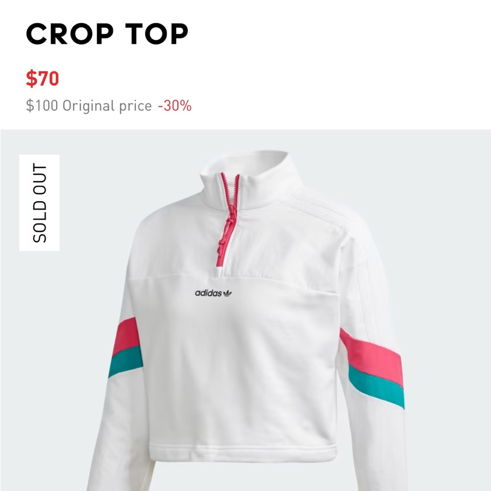 Adidas White Sweatshirt with Pink and Green Stripes